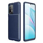 For Xiaomi Redmi Note9 4G Carbon Fiber Texture Shockproof TPU Case(Blue)