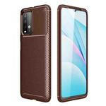 For Xiaomi Redmi Note9 4G Carbon Fiber Texture Shockproof TPU Case(Brown)