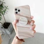 For iPhone 12 / 12 Pro Frosted IMD Series TPU Protective Case with Holder(Creamy Coffee)