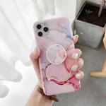 For iPhone 12 / 12 Pro Frosted IMD Series TPU Protective Case with Holder(Pink)