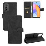 For Huawei Honor 10X Lite Solid Color Skin Feel Magnetic Buckle Horizontal Flip Calf Texture PU Leather Case with Holder & Card Slots & Wallet(Black)