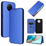 For Xiaomi Redmi Note 9 5G Carbon Fiber Texture Horizontal Flip TPU + PC + PU Leather Case with Card Slot(Blue)