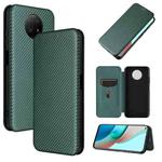 For Xiaomi Redmi Note 9 5G Carbon Fiber Texture Horizontal Flip TPU + PC + PU Leather Case with Card Slot(Green)