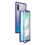 For Samsung Galaxy Note10 Magnetic Metal Frame Double-sided Tempered Glass Case(Blue Purple)