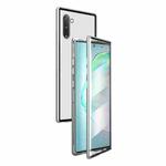 For Samsung Galaxy Note10 Magnetic Metal Frame Double-sided Tempered Glass Case(Silver)