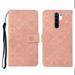 For Xiaomi Redmi 9 Ethnic Style Embossed Pattern Horizontal Flip Leather Case with Holder & Card Slots & Wallet & Lanyard(Pink)