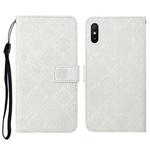 For Xiaomi Redmi 9A Ethnic Style Embossed Pattern Horizontal Flip Leather Case with Holder & Card Slots & Wallet & Lanyard(White)