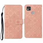 For Xiaomi Redmi 9C Ethnic Style Embossed Pattern Horizontal Flip Leather Case with Holder & Card Slots & Wallet & Lanyard(Pink)