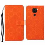 For Xiaomi Redmi Note 9 Ethnic Style Embossed Pattern Horizontal Flip Leather Case with Holder & Card Slots & Wallet & Lanyard(Orange)