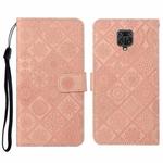 For Xiaomi Redmi Note 9 Pro Ethnic Style Embossed Pattern Horizontal Flip Leather Case with Holder & Card Slots & Wallet & Lanyard(Pink)