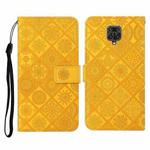 For Xiaomi Redmi Note 9 Pro Ethnic Style Embossed Pattern Horizontal Flip Leather Case with Holder & Card Slots & Wallet & Lanyard(Yellow)