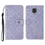 For Xiaomi Redmi Note 9 Pro Ethnic Style Embossed Pattern Horizontal Flip Leather Case with Holder & Card Slots & Wallet & Lanyard(Purple)
