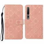 For Xiaomi Mi 10 5G Ethnic Style Embossed Pattern Horizontal Flip Leather Case with Holder & Card Slots & Wallet & Lanyard(Pink)