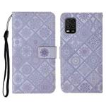 For Xiaomi Mi 10 Lite 5G Ethnic Style Embossed Pattern Horizontal Flip Leather Case with Holder & Card Slots & Wallet & Lanyard(Purple)