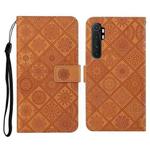For Xiaomi Mi Note 10 Lite Ethnic Style Embossed Pattern Horizontal Flip Leather Case with Holder & Card Slots & Wallet & Lanyard(Brown)