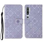 For Xiaomi Mi Note 10 / 10 Pro Ethnic Style Embossed Pattern Horizontal Flip Leather Case with Holder & Card Slots & Wallet & Lanyard(Purple)