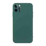 For iPhone 12 Pro Max Straight Edge Solid Color TPU Shockproof Case(Dark Night Green)