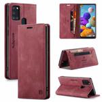 For Samsung Galaxy A21s AutSpace A01 Retro Skin-feel Crazy Horse Texture Horizontal Flip Leather Case with Holder & Card Slots & Wallet & RFID(Wine Red)