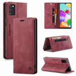 For Samsung Galaxy A41 AutSpace A01 Retro Skin-feel Crazy Horse Texture Horizontal Flip Leather Case with Holder & Card Slots & Wallet & RFID(Wine Red)