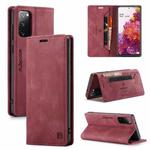 For Samsung Galaxy S20 FE AutSpace A01 Retro Skin-feel Crazy Horse Texture Horizontal Flip Leather Case with Holder & Card Slots & Wallet & RFID(Wine Red)