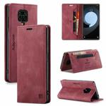 For Xiaomi Redmi Note 9s AutSpace A01 Retro Skin-feel Crazy Horse Texture Horizontal Flip Leather Case with Holder & Card Slots & Wallet & RFID(Wine Red)