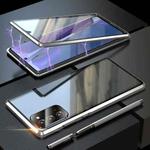For Samsung Galaxy Note20 Magnetic Metal Frame Double-sided Tempered Glass Case(Silver)