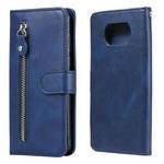 For Xiaomi Poco X3 NFC Fashion Calf Texture Zipper Horizontal Flip Leather Case with Stand & Card Slots & Wallet Function(Blue)