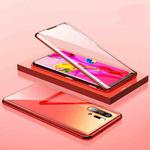For Huawei P30 Pro Magnetic Metal Frame Double-sided Tempered Glass Case(Orange)