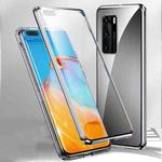 For Huawei P40 Magnetic Metal Frame Double-sided Tempered Glass Case(Silver)