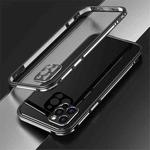 For iPhone 12 Pro Blade Series Lens Protector + Metal Frame Protective Case(Black Silver)