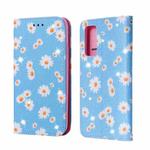 For Samsung Galaxy S20 FE Glittering Daisy Magnetic Horizontal Flip Leather Case with Holder & Card Slots & Photo Frame(Blue)