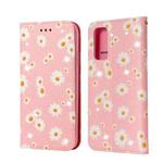 For Samsung Galaxy S20 FE Glittering Daisy Magnetic Horizontal Flip Leather Case with Holder & Card Slots & Photo Frame(Pink)