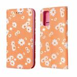 For Samsung Galaxy S20 FE Glittering Daisy Magnetic Horizontal Flip Leather Case with Holder & Card Slots & Photo Frame(Orange)