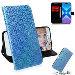 For Huawei Honor 8X Solid Color Colorful Magnetic Buckle Horizontal Flip PU Leather Case with Holder & Card Slots & Wallet & Lanyard(Blue)