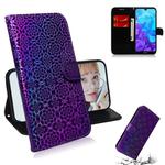 For Huawei Y5 (2019) / Honor 8S Solid Color Colorful Magnetic Buckle Horizontal Flip PU Leather Case with Holder & Card Slots & Wallet & Lanyard(Purple)