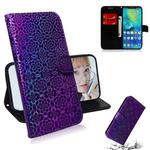 For Huawei Mate 20 Pro Solid Color Colorful Magnetic Buckle Horizontal Flip PU Leather Case with Holder & Card Slots & Wallet & Lanyard(Purple)