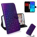 For Huawei P Smart 2019 Solid Color Colorful Magnetic Buckle Horizontal Flip PU Leather Case with Holder & Card Slots & Wallet & Lanyard(Purple)