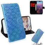 For Huawei P20 Solid Color Colorful Magnetic Buckle Horizontal Flip PU Leather Case with Holder & Card Slots & Wallet & Lanyard(Blue)