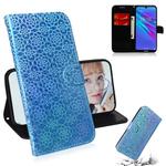 For Huawei Y6 2019 Solid Color Colorful Magnetic Buckle Horizontal Flip PU Leather Case with Holder & Card Slots & Wallet & Lanyard(Blue)