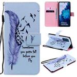 For Samsung Galaxy S20 FE Painting Horizontal Flip Leather Case with Holder & Card Slot & Lanyard(Feather)