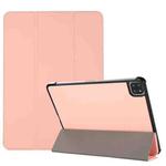 3-folding Skin Texture Horizontal Flip TPU + PU Leather Case with Holder For iPad Air 2022 / 2020 10.9 (Pink)