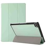 3-folding Skin Texture Horizontal Flip TPU + PU Leather Case with Holder For Lenovo M10 Plus(Mint Green)