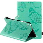 For Lenovo Tab M10 Plus TB-X606F Pressed Printing Butterfly Pattern Horizontal Flip Leather Case with Holder & Card Slots & Wallet & Sleep / Wake-up Function (Green)