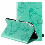 For Samsung Galaxy S6 Lite P610 Pressed Printing Butterfly Pattern Horizontal Flip Leather Case with Holder & Card Slots & Wallet & Sleep / Wake-up Function (Green)