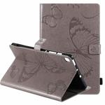 For Samsung Galaxy S6 Lite P610 Pressed Printing Butterfly Pattern Horizontal Flip Leather Case with Holder & Card Slots & Wallet & Sleep / Wake-up Function (Grey)