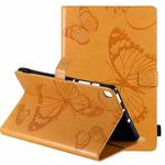 For Samsung Galaxy S6 Lite P610 Pressed Printing Butterfly Pattern Horizontal Flip Leather Case with Holder & Card Slots & Wallet & Sleep / Wake-up Function (Yellow)