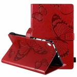 For Samsung Galaxy S6 Lite P610 Pressed Printing Butterfly Pattern Horizontal Flip Leather Case with Holder & Card Slots & Wallet & Sleep / Wake-up Function (Red)