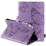 For Samsung Galaxy S6 Lite P610 Pressed Printing Butterfly Pattern Horizontal Flip Leather Case with Holder & Card Slots & Wallet & Sleep / Wake-up Function (Purple)