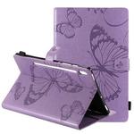 For Samsung Galaxy Tab S6 T860 Pressed Printing Butterfly Pattern Horizontal Flip Leather Case with Holder & Card Slots & Wallet & Sleep / Wake-up Function (Purple)
