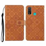 For Huawei P smart 2020 Ethnic Style Embossed Pattern Horizontal Flip Leather Case with Holder & Card Slots & Wallet & Lanyard(Brown)